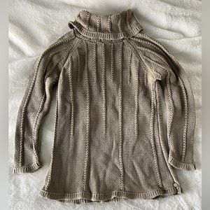 Pure Handknit Sweater Turtleneck Long Tan Beige
